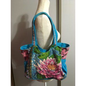 Messina Multicolor Embellished Colorful Floral Dragonfly Shoulder Bag